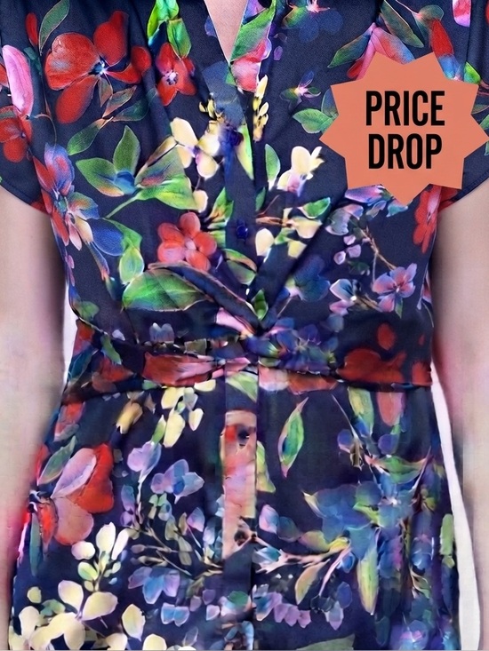 Gottex Dresses & Skirts - PRICE DROP! Navy Floral Garden Full Button-Front Dress NWT M